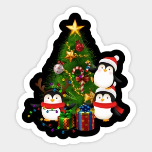 Funny Christmas Penguin Tshirt Christmas Tree Lights Baubles Sticker